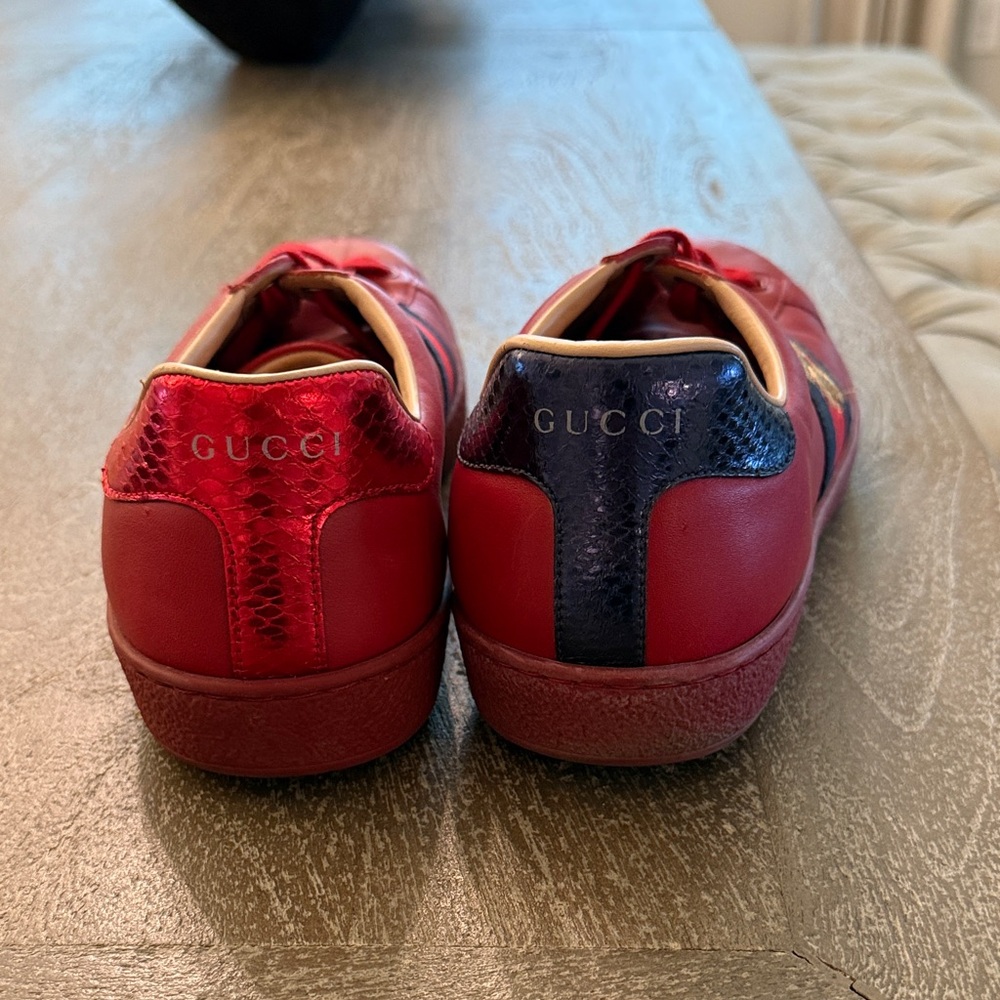 Men's Gucci Red Leather Sneakers - Picture 5 of 7